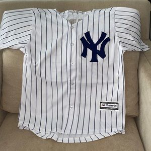 Judge 99 NY Yankees Striped Majestic MLB Genuine Merchandise Cool Base Jersey